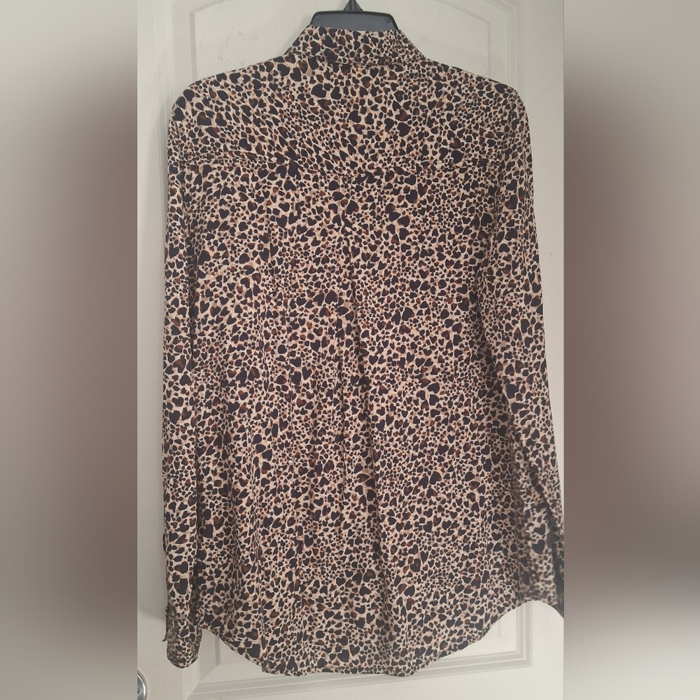 Beach Lunch Lounge Women's Animal Print Blouse S Button Up Long Sleeves Boho - Picture 3 of 9